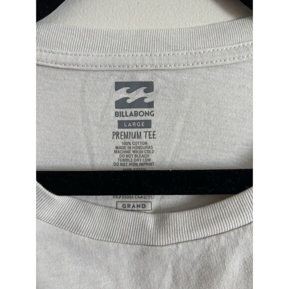 Billabong Mens Large Preium Tee Long Sleeve Ivory Beige Surf Grunge - Picture 2 of 7